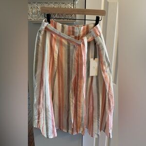 Eliane Rose Linen Pastel Striped Skirt Garden NWT - SZ 14